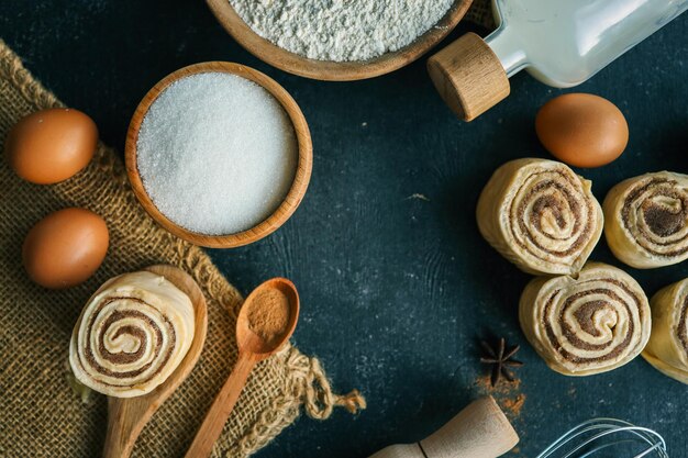 baking scene with flour and eggs