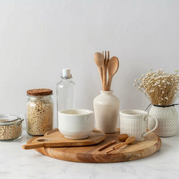 cozy kitchen scene with ingredients and utensils